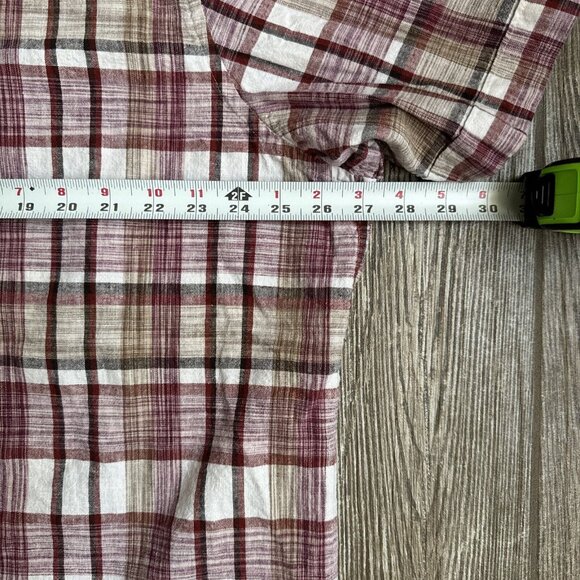 2/$18 SALE! Tasso Elba ISLAND Mens Shirt XXL Red Plaid Linen Blend Short Sleeve - Picture 9 of 11